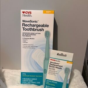 CVS Health WaveSonic Rechargeable Toothbrush - Soft Blue